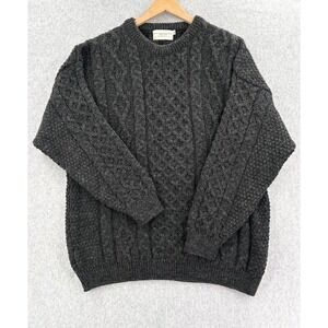 Aran Islands Hand Knit Crewneck Fisherman Heavy Cable Knit Sweater Men's XL